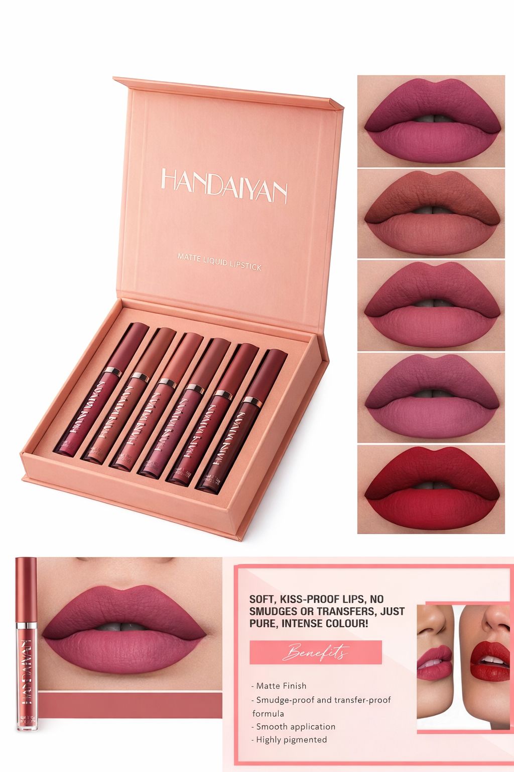 HANDAIYAN Waterproof Matte Lipstick Set